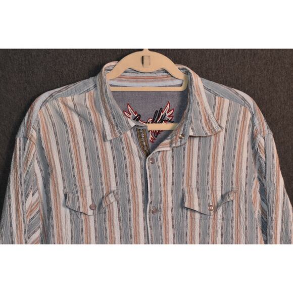 Scully Western Button Up Men's XL Pearl Snap Long Sleeve Striped Shirt - Picture 2 of 11